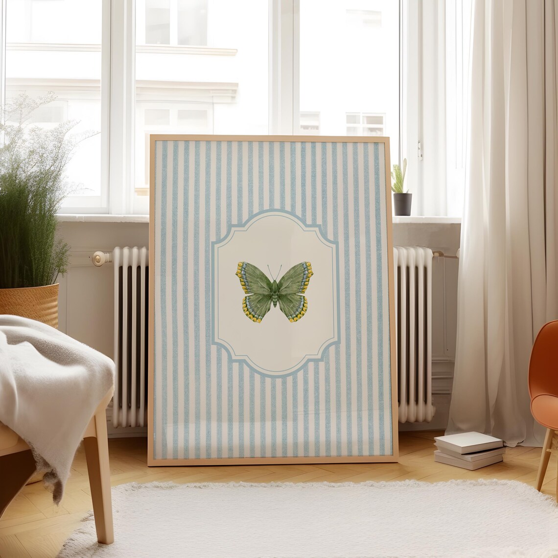Penelope Striped Green Butterfly Art Print