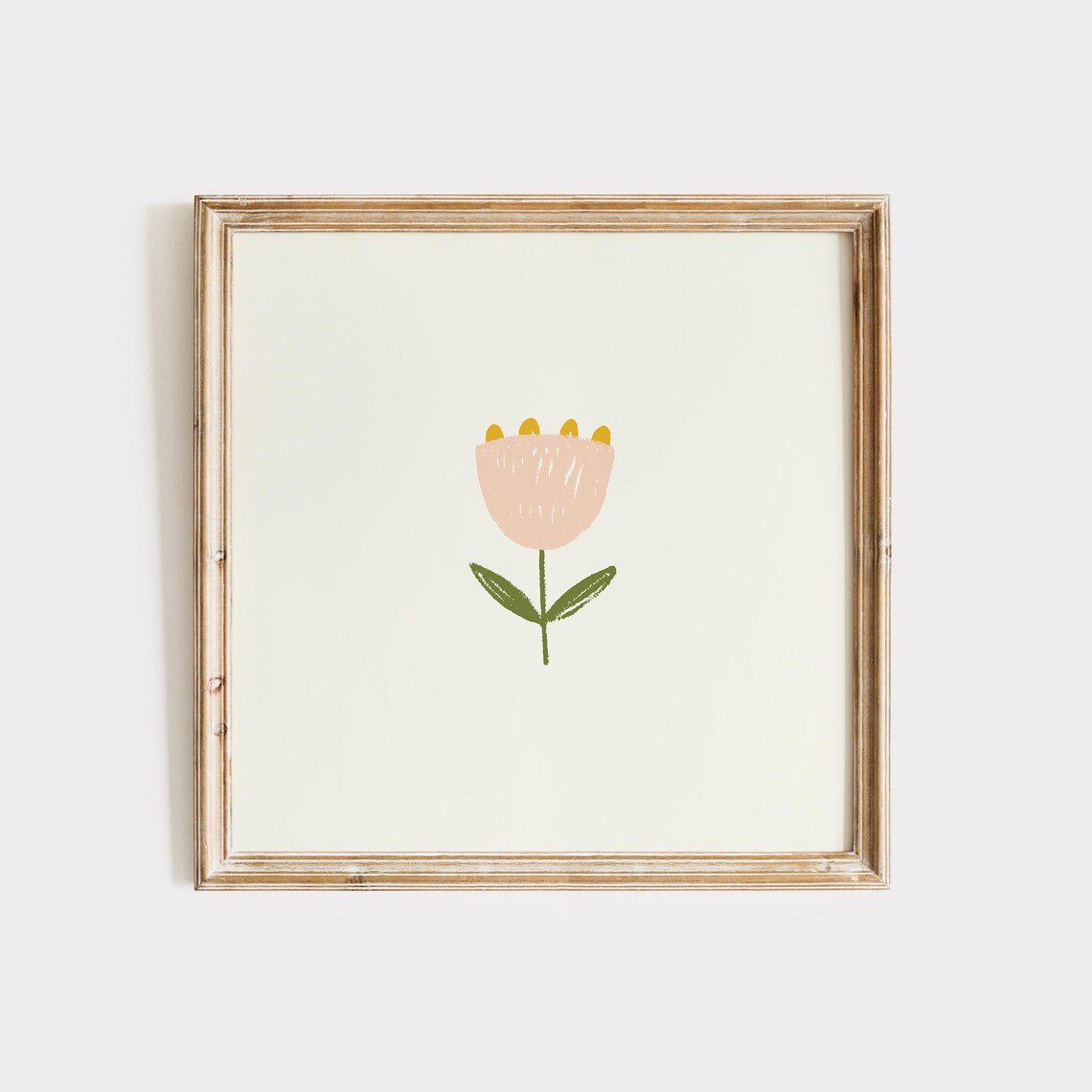 Peach Tulip Doodle Minimal Square Nursery Living Room Wall Art Poster - Image 4