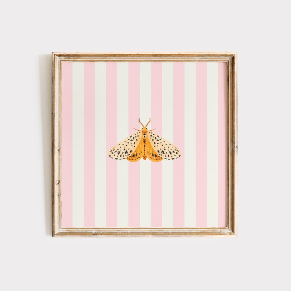 Spotted Orange Moth Pink Striped Botanical Nursery Wall Art Poster - Image 3