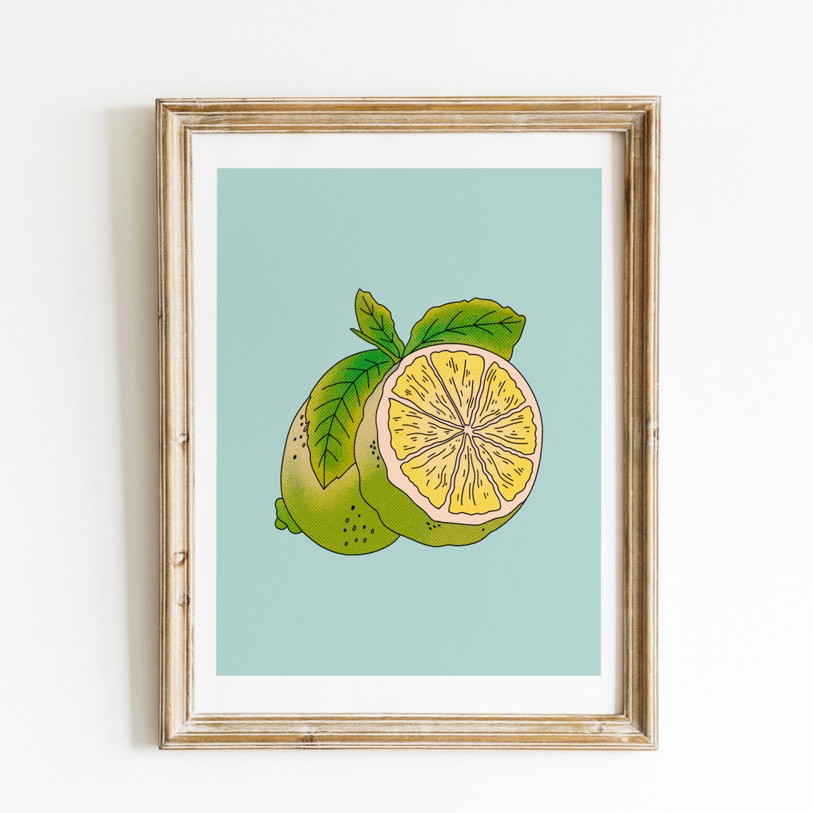 Sliced Lime Citrus Illustration Mint Green Kitchen Art Print - Image 2