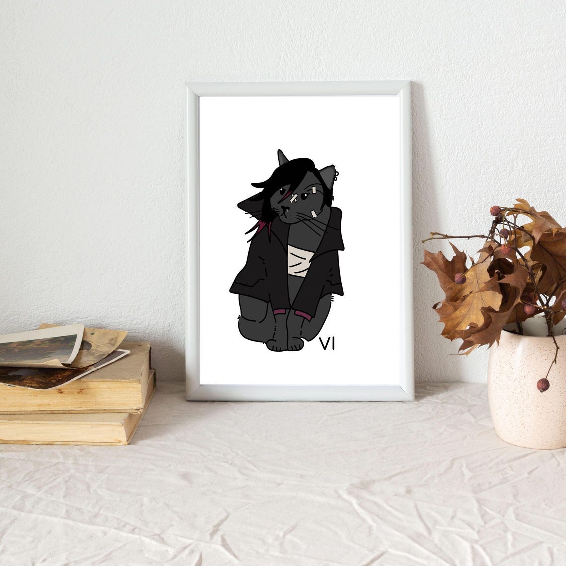 Vi Arcane Inspired Black Cat Fantasy Character Feline Art Poster - Image 3