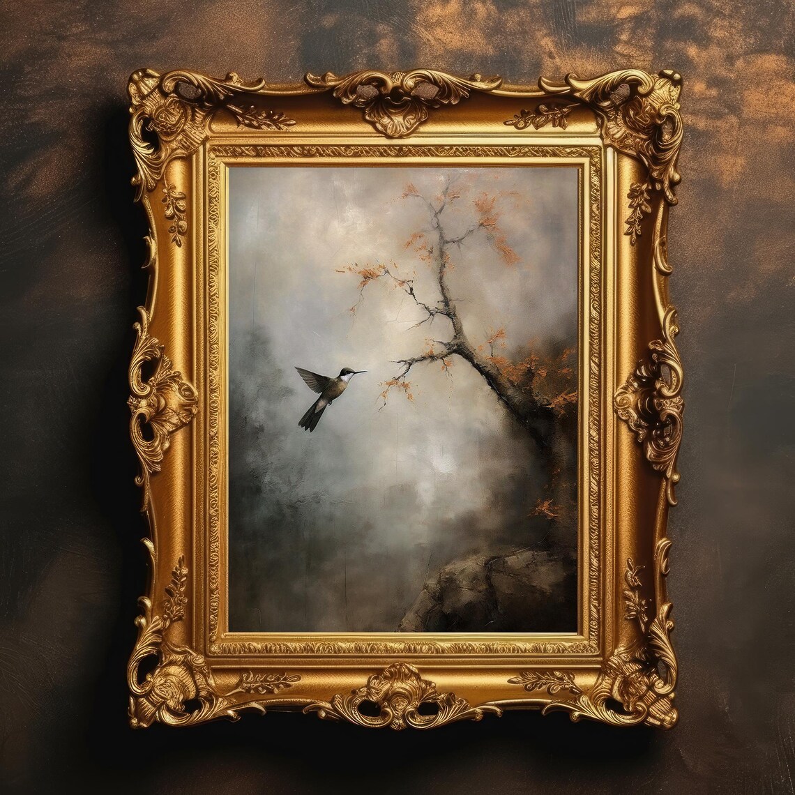 Hummingbird Painting Vintage Bird Art Print
