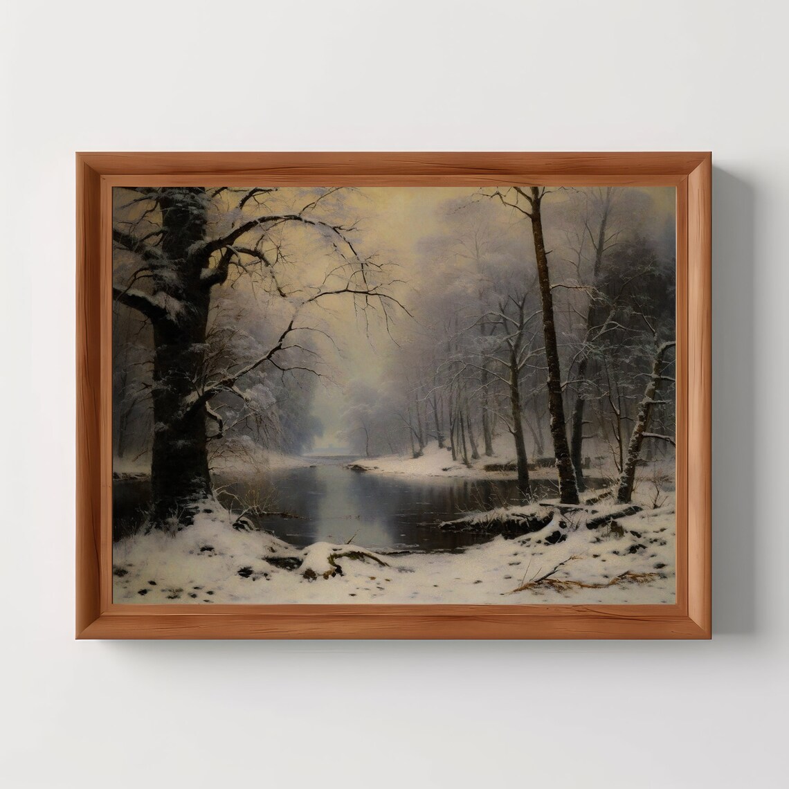Winter Forest Painting, Dark Academia Antique Art Print