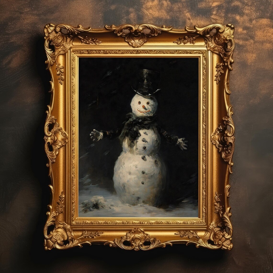 Snowman Dark Academia Winter Christmas Art Print