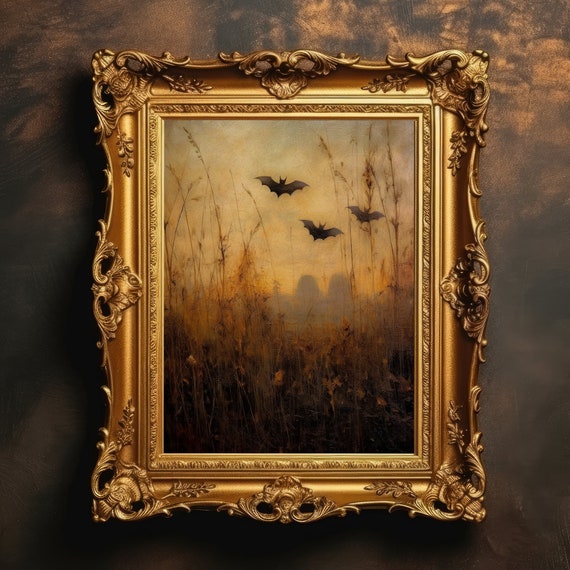 Halloween Bats Vintage Moody Art Print