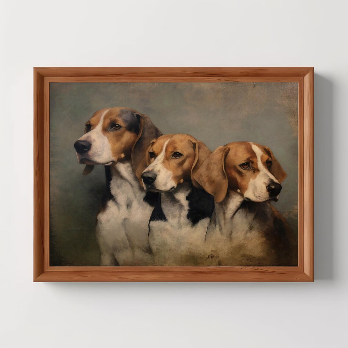 Three Dogs Vintage English Foxhound Art Print