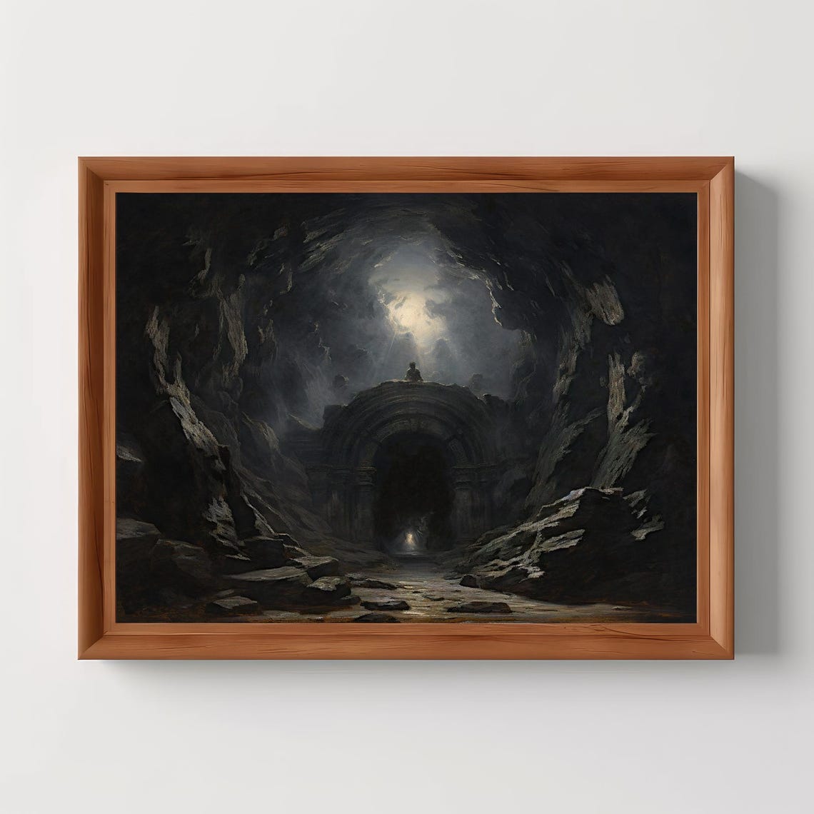 Dark Cavern Stone Arch Hidden Light Gothic Fantasy Painting Poster