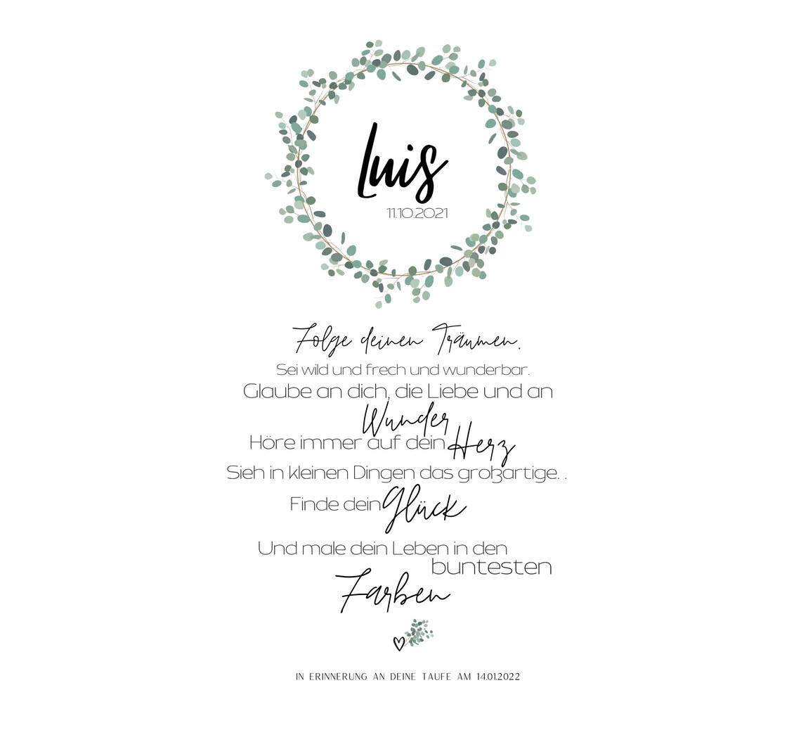 Baptism, Confirmation, Communion Eucalyptus Art Print - Image 2