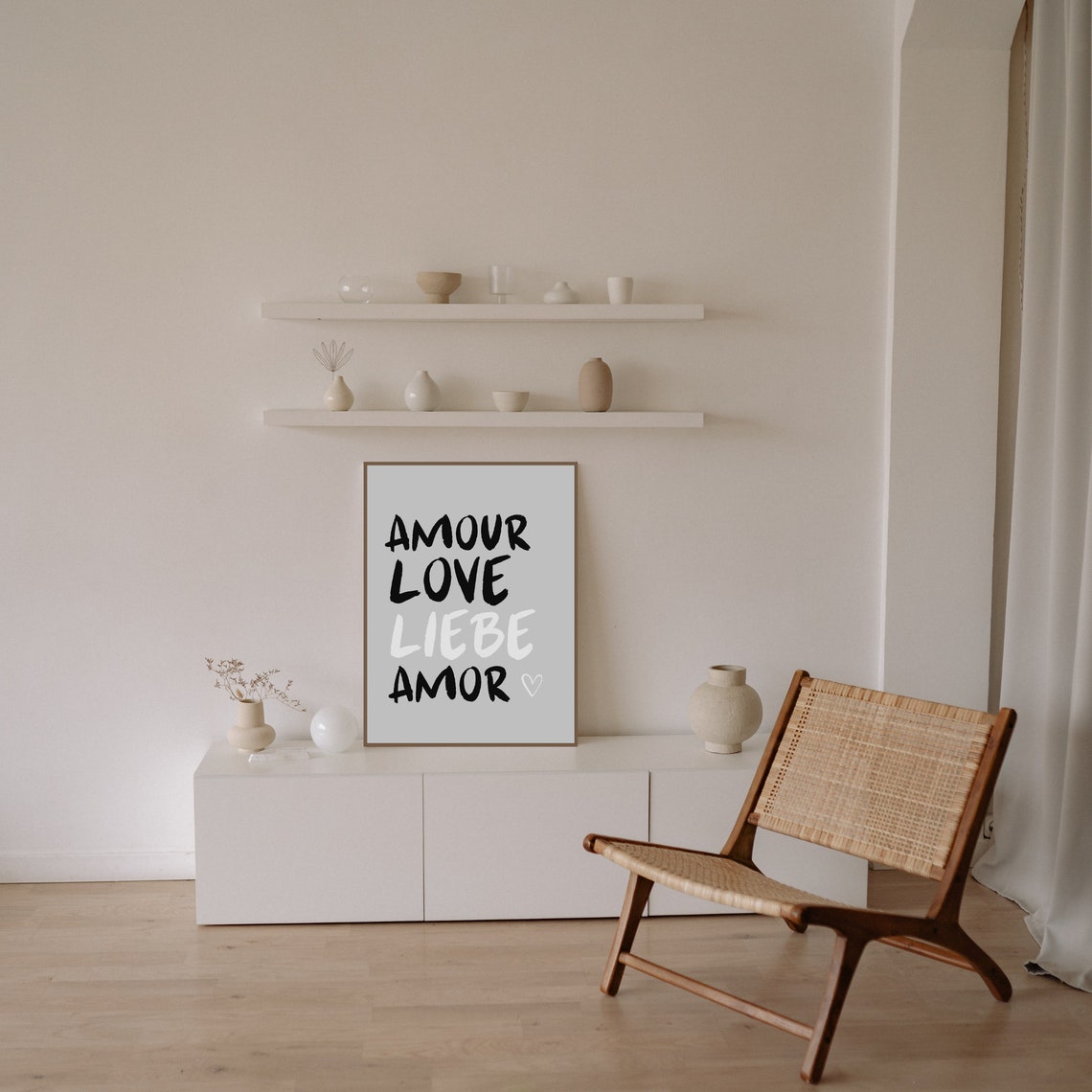 Amour Love Liebe Amor Four Language Quote Heart Wall Decor Poster - Image 4