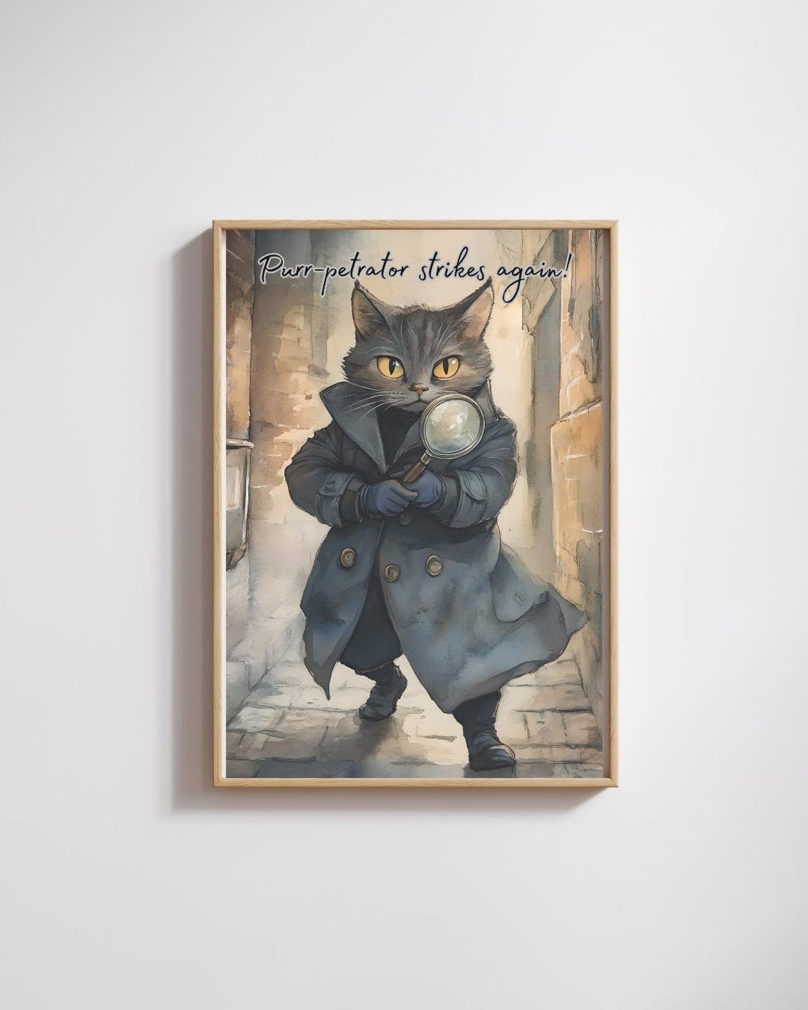 Funny Detective Cat Film Noir Purr petrator Mystery Art Poster