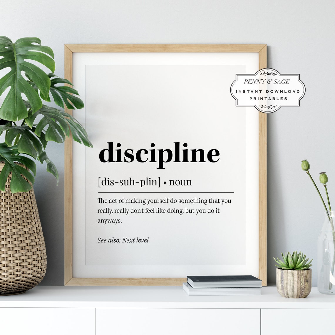 Discipline Definition Funny Motivational Quote Dictionary Poster