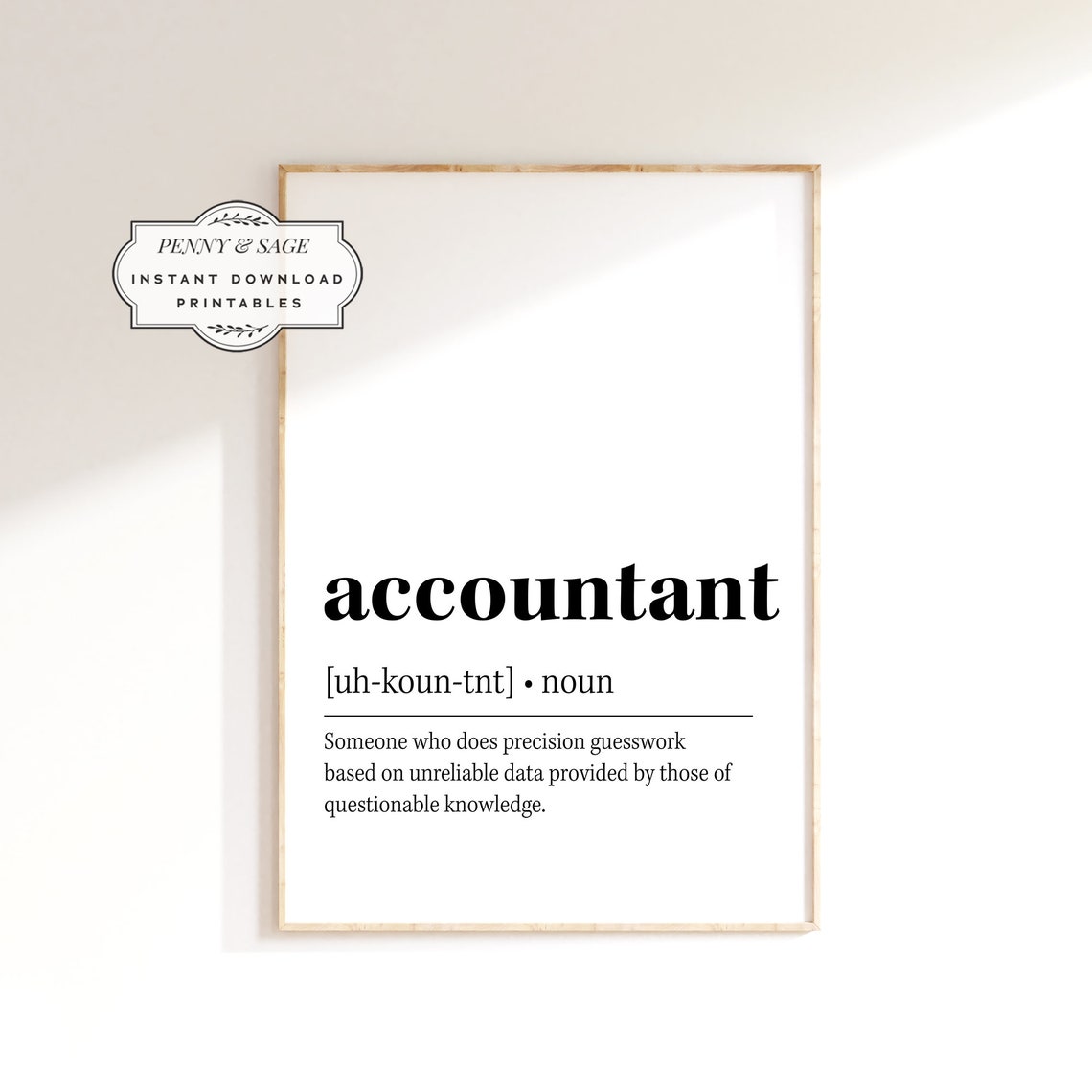 Accountant Definition Poster Funny Office Dictionary Quote Typography