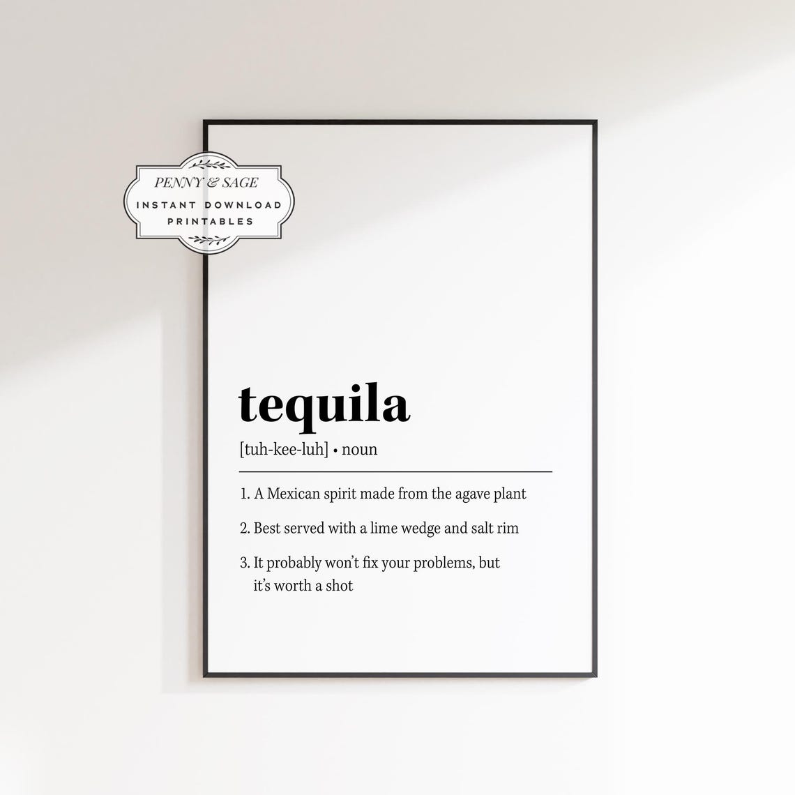 Tequila Dictionary Definition Noun Funny Bar Cart Typography Poster - Image 2