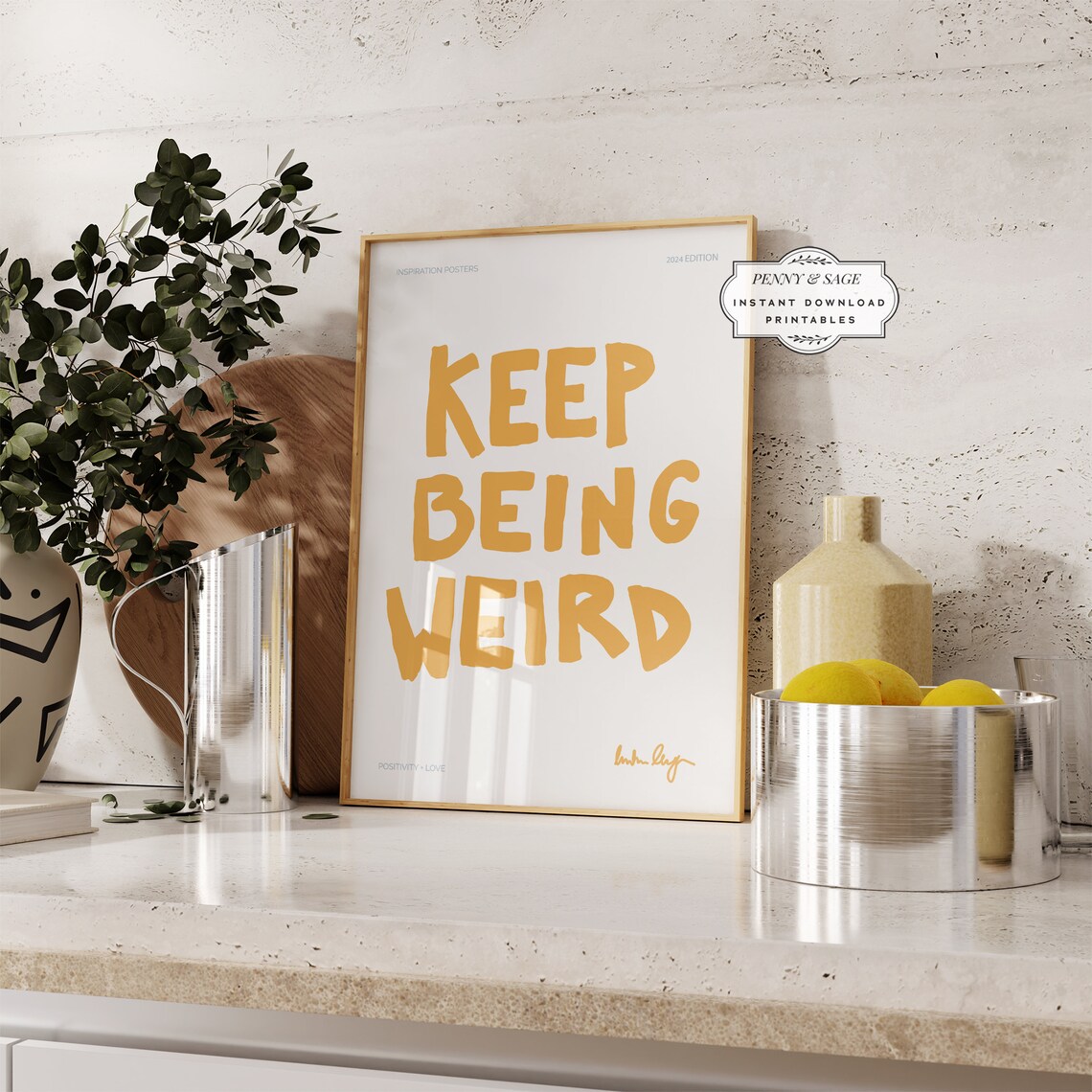 Keep Being Weird Funny Retro Wall Art Print