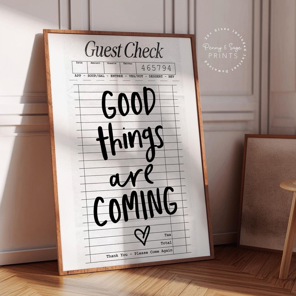 Good Things Are Coming Guest Check Quote Poster With Heart Doodle - Image 2
