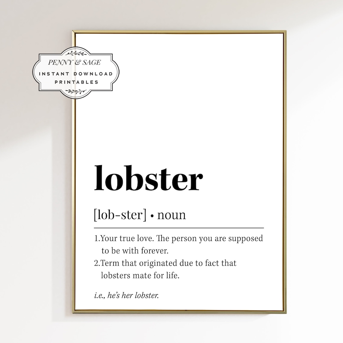 Lobster Friends Definition Typography Quote Art Print - Image 2