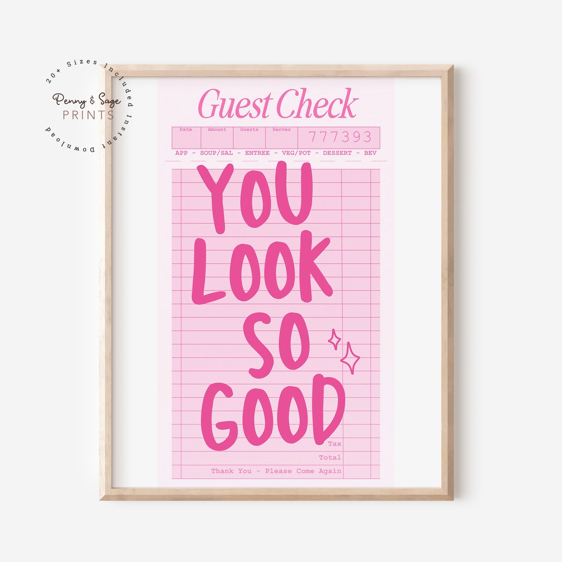 You Look So Good Pink Guest Check Trendy Confidence Quote Poster - Image 2