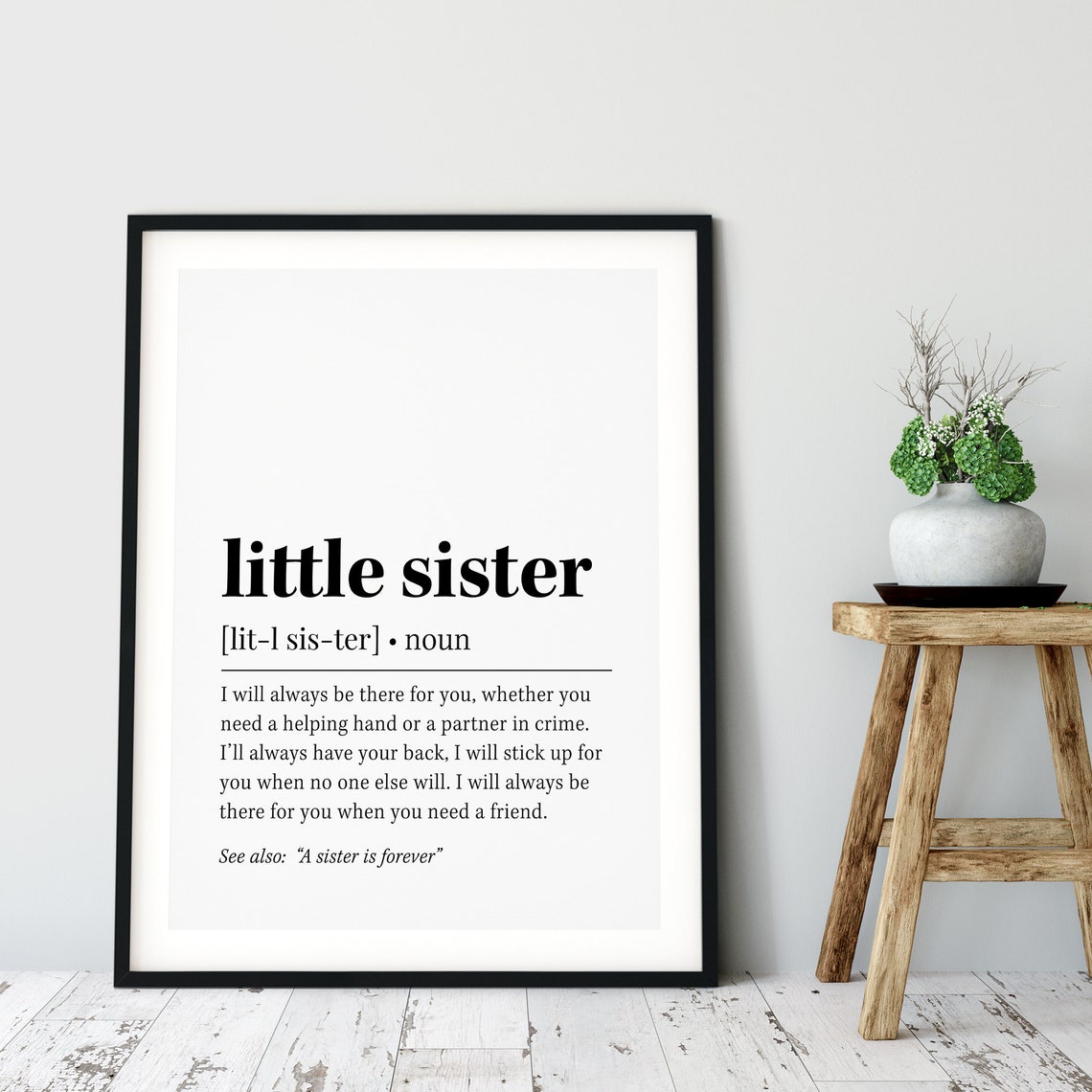 Little Sister Best Friend Quote Definition Print Sisters Forever Gift - Image 2