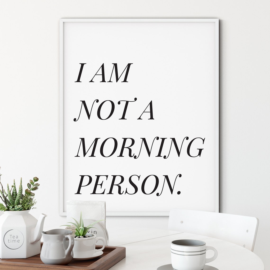 I Am Not A Morning Person Elegant Black White Quote Typography Poster - Image 2