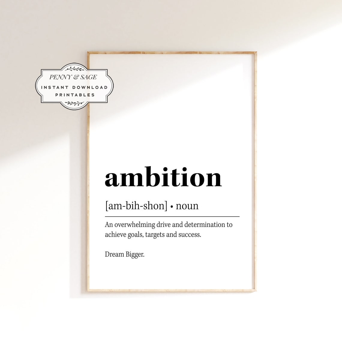 Ambition Definition Motivational Quote Poster For Office Wall Decor