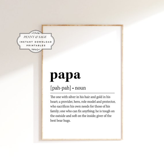 Papa Definition Wall Art Papa Quote Decor Wall Art Gift For Grandfather Wall Art