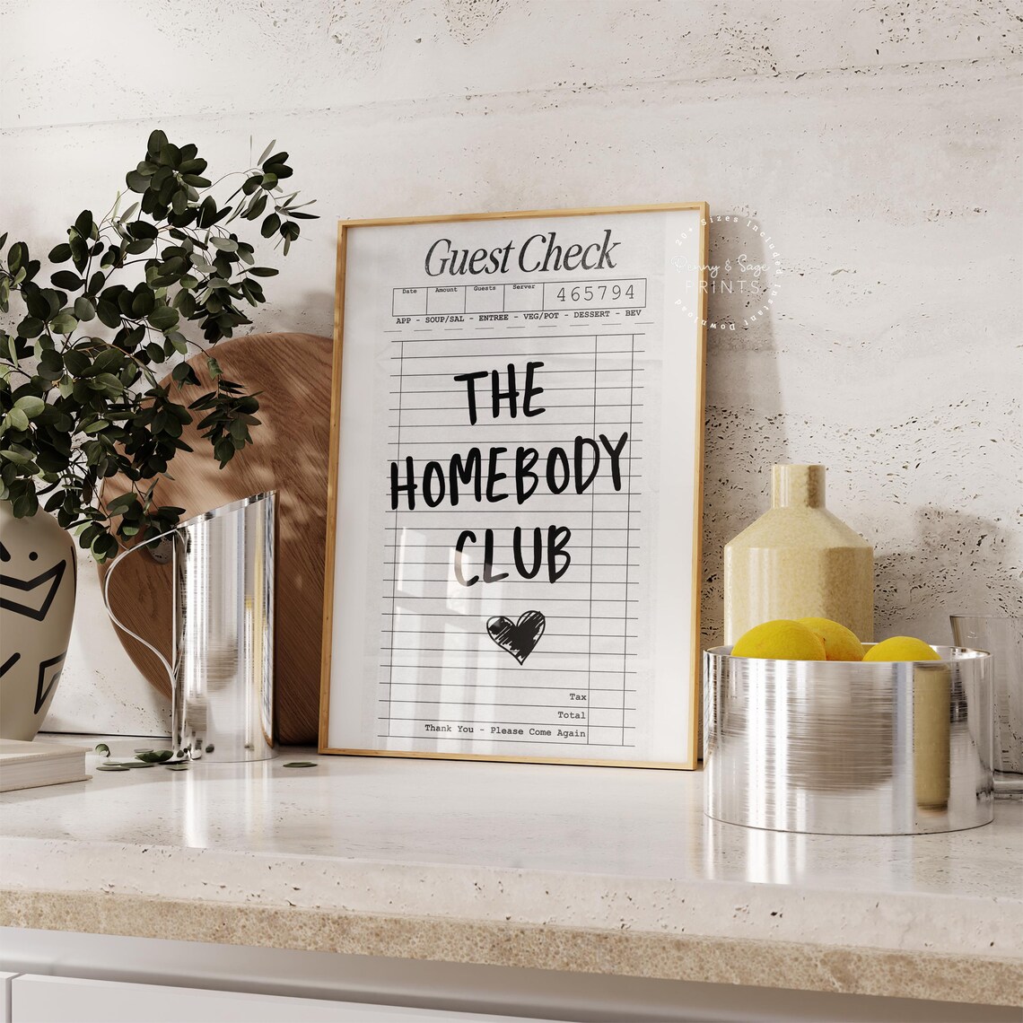 The Homebody Club Trendy Guest Check Style Quote Poster With Heart