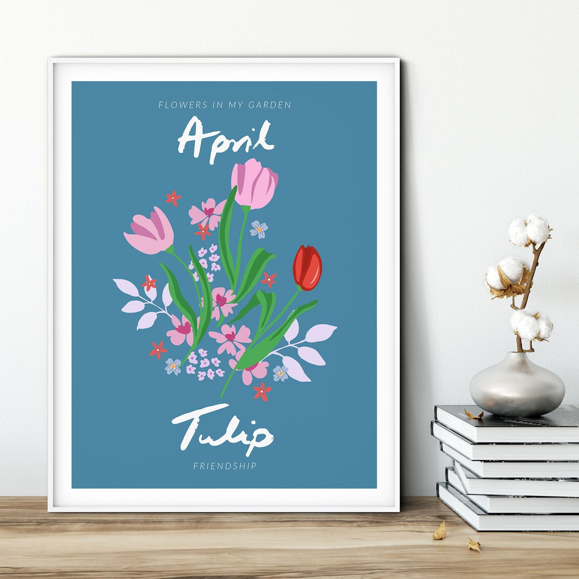 Flower Market April Month Print Botanical Wall Art Monthly Flower Wall Art Flower Market Poster Floral Art Tulip - Image 2