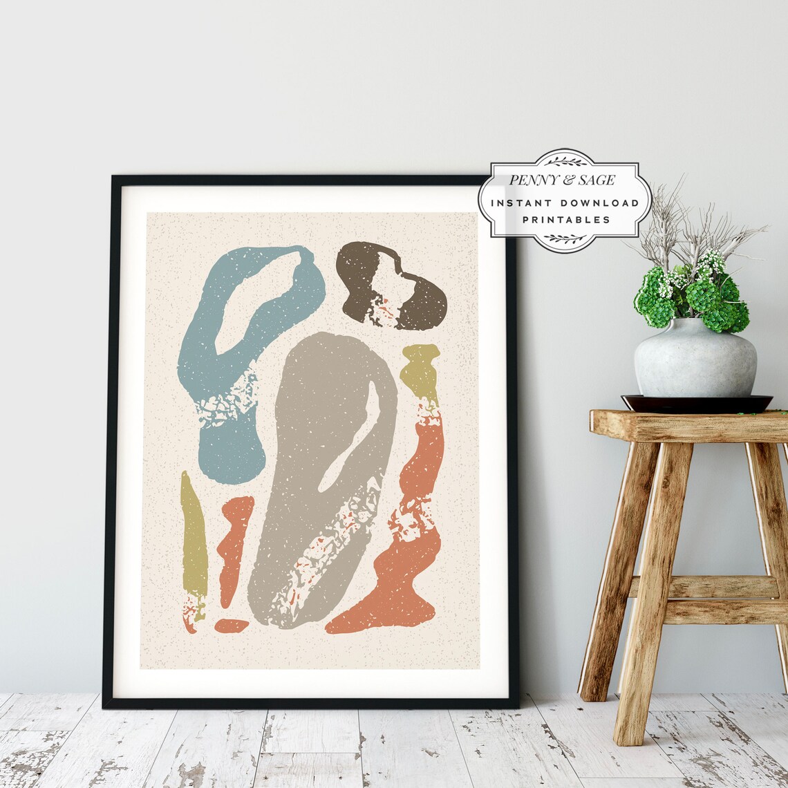 Abstract Organic Shapes Poster Earth Tone Japandi Minimalist Decor