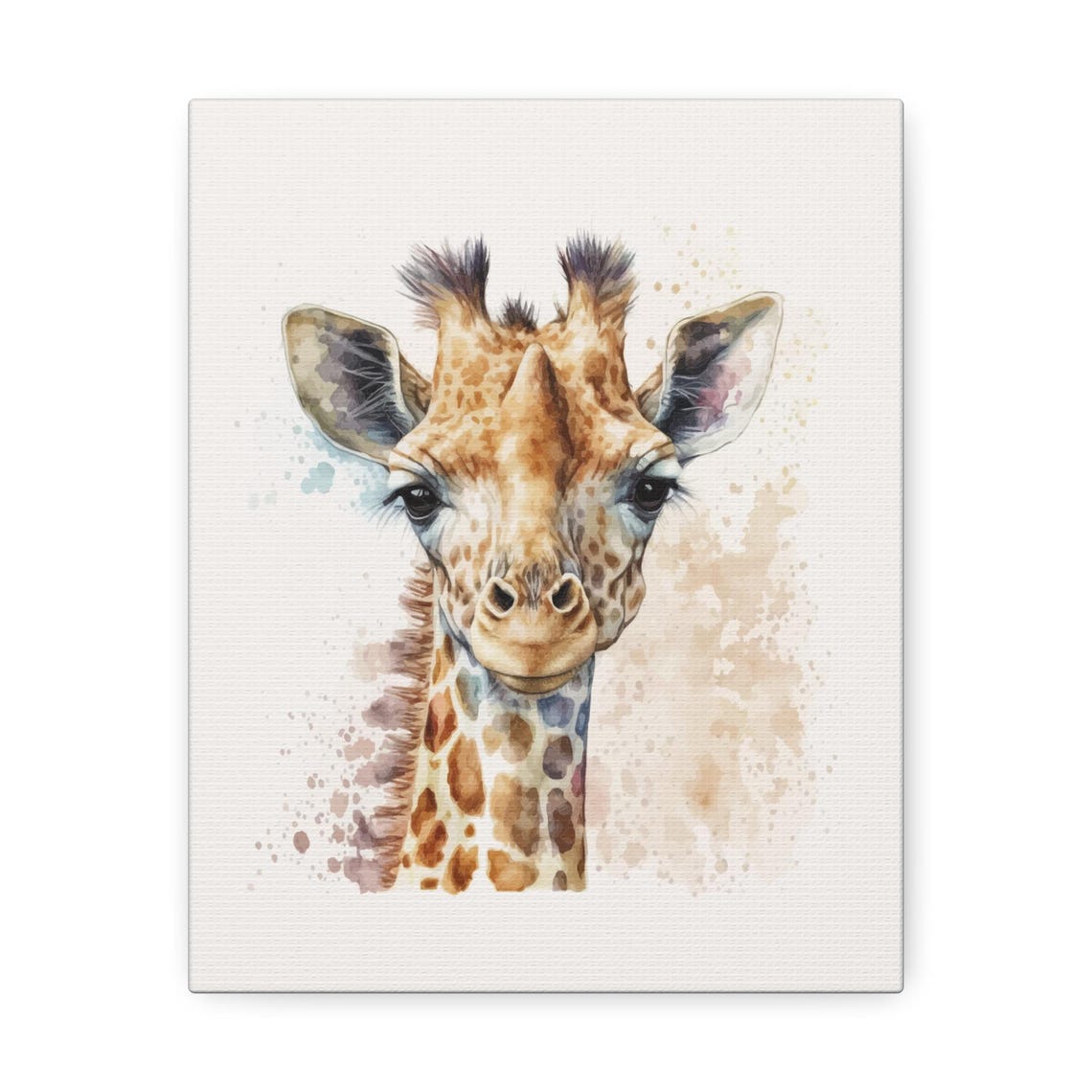 Watercolor Baby Giraffe Face Nursery Safari Animal Portrait Wall Print - Image 4