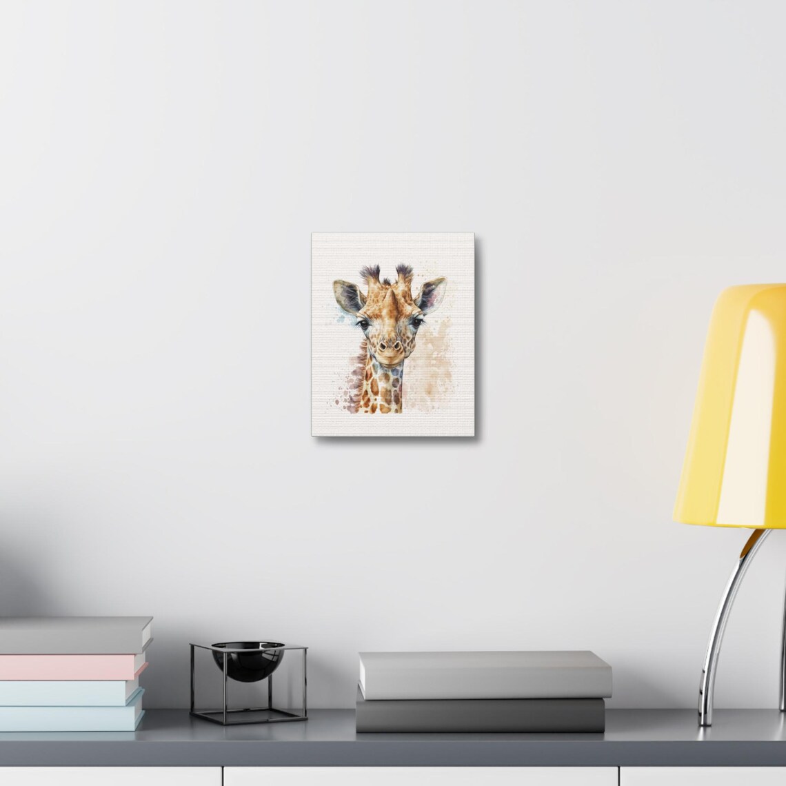 Watercolor Baby Giraffe Face Nursery Safari Animal Portrait Wall Print - Image 2