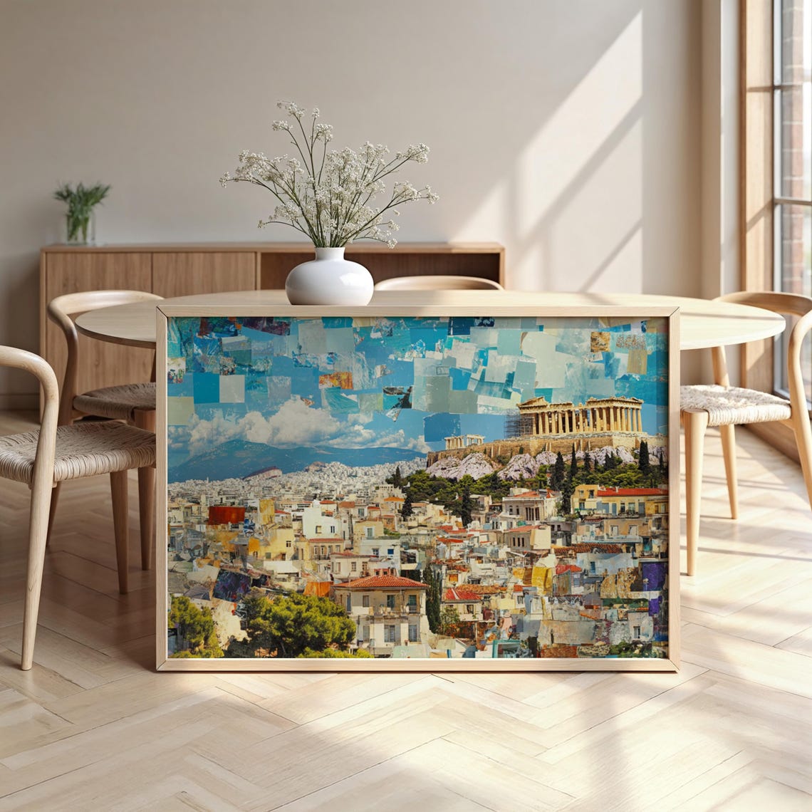 Athens Acropolis Collage Cityscape Parthenon Mosaic Wall Art