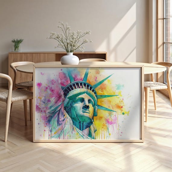 Statue Of Liberty Watercolour Framed Poster Luxurious Design Ready To Hang Art