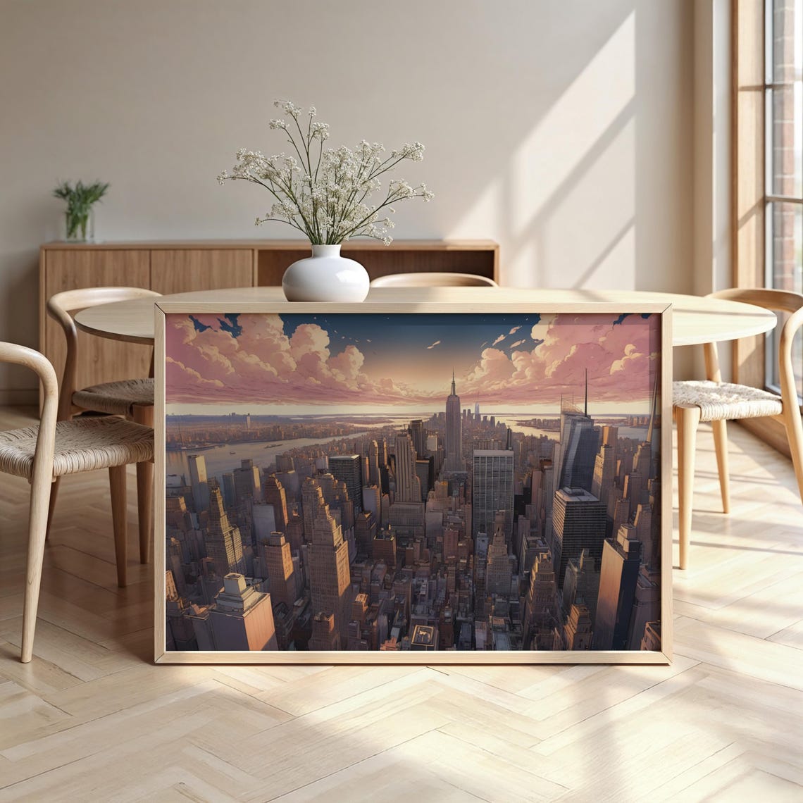 Abstract New York Framed Poster Luxurious Design Ready To Hang Art Manga