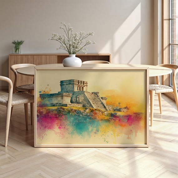 Tulum Watercolour Framed Poster Luxurious Design Ready To Hang Art