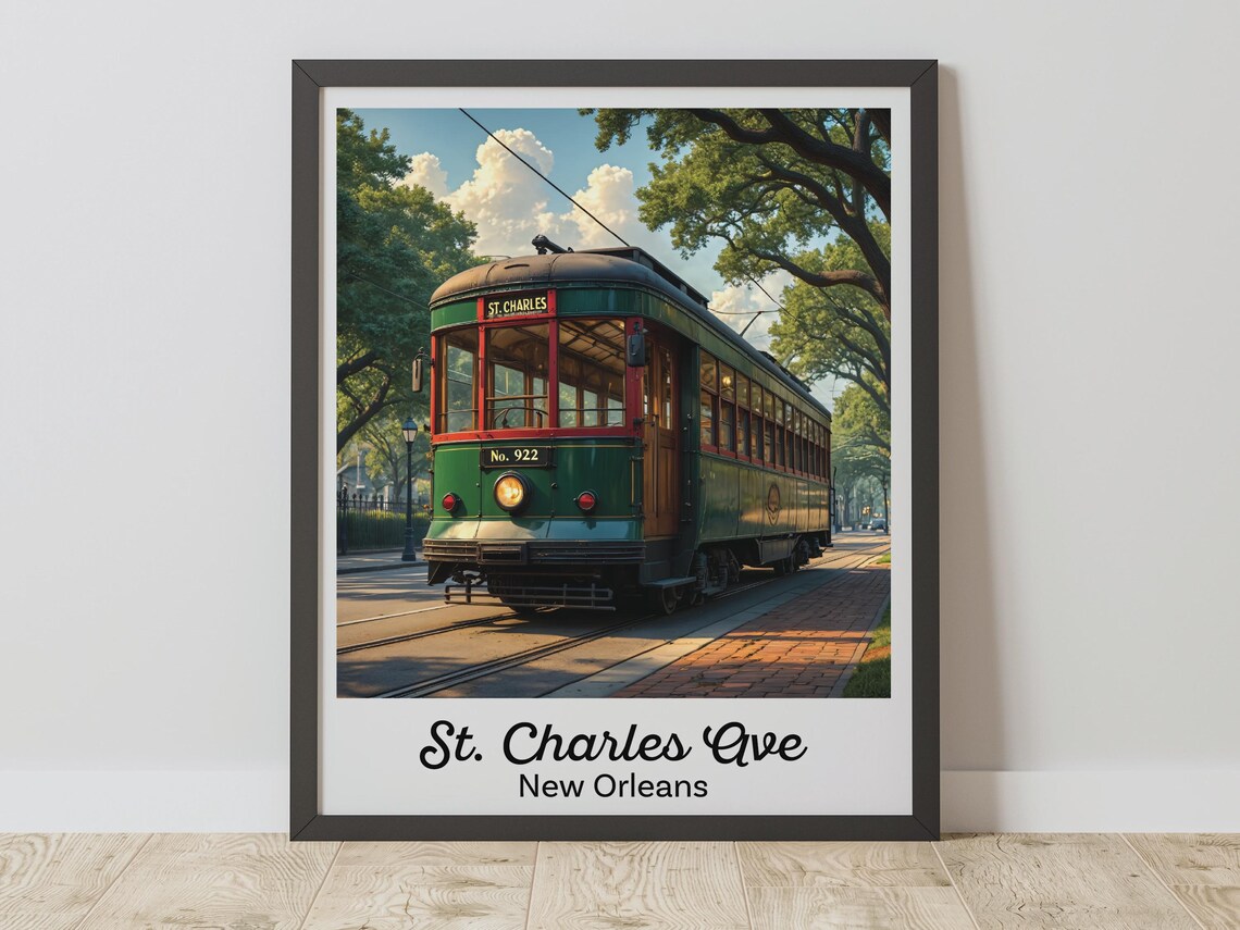New Orleans St Charles Avenue Streetcar No 922 Vintage Poster