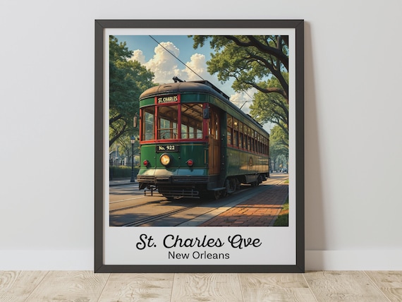 New Orleans St Charles Avenue Streetcar No 922 Vintage Poster