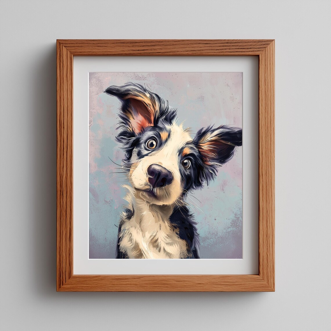 Cute Puppy Portrait Whimsical Dog Watercolor Pet Lover Gift Art Poster