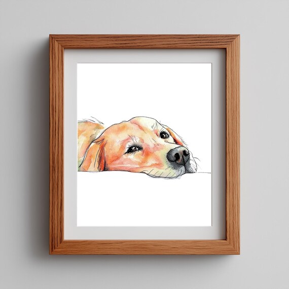 Sleeping Dog Wall Art Adorable Pet Portrait Painting Cozy Nursery Animal Decor Puppy Print 217