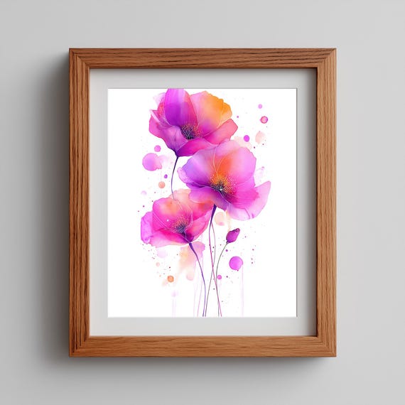 Watercolor Flower Petals Wall Art Abstract Pink And Purple Floral Painting Modern Botanical Decor 9