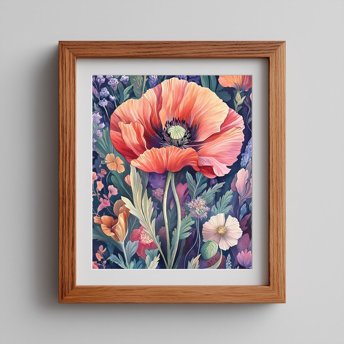 Vibrant Poppy Art Print, Dramatic Floral Garden