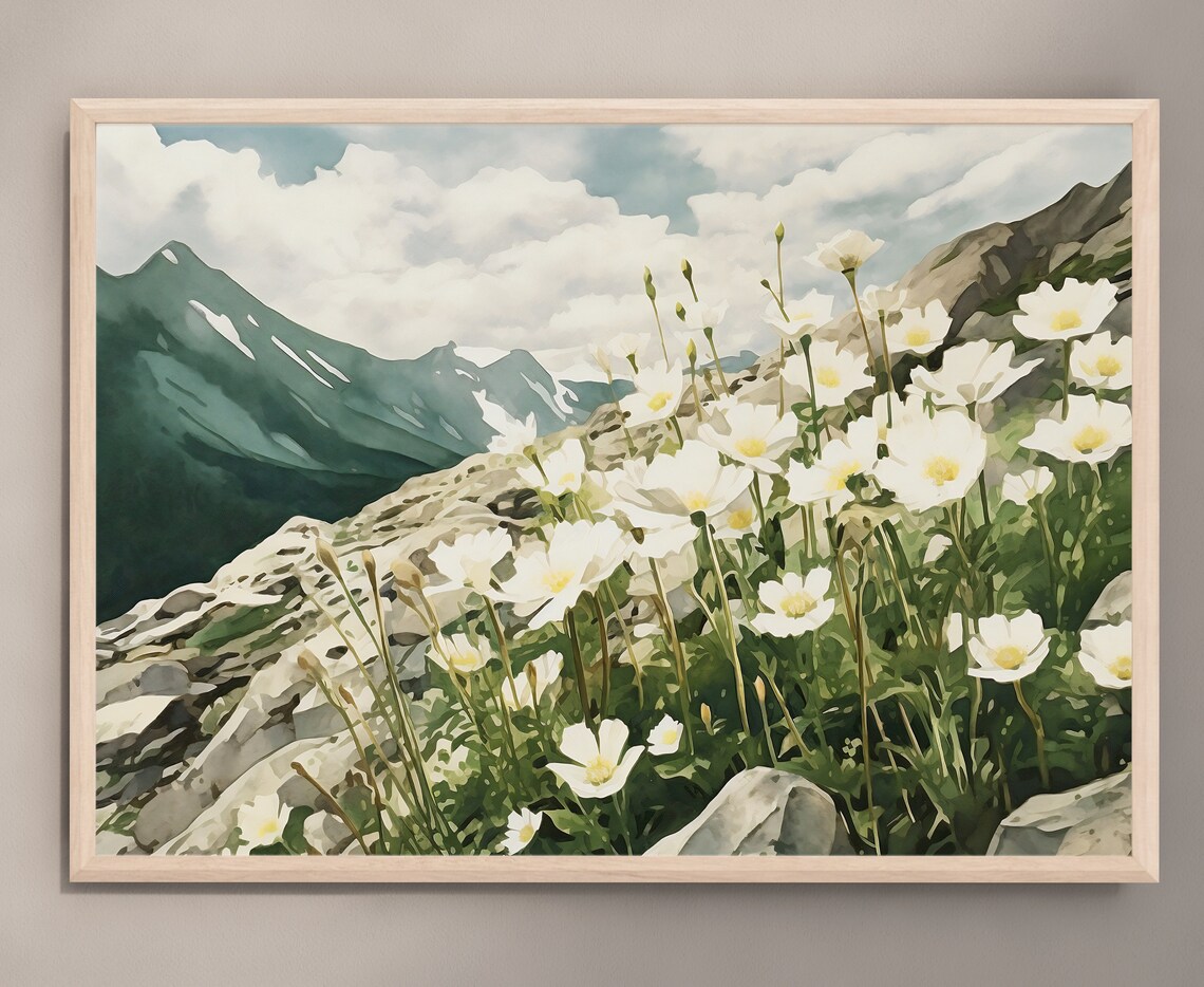 Mountain Valley Watercolor Landscape Art Print - Image 3