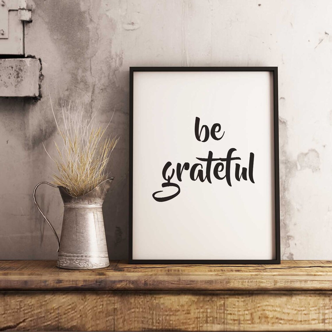 Be Grateful Inspirational Quote Print Quote Poster Typography Print Unframed Black White Minimal Motivational Gratitude - Image 2