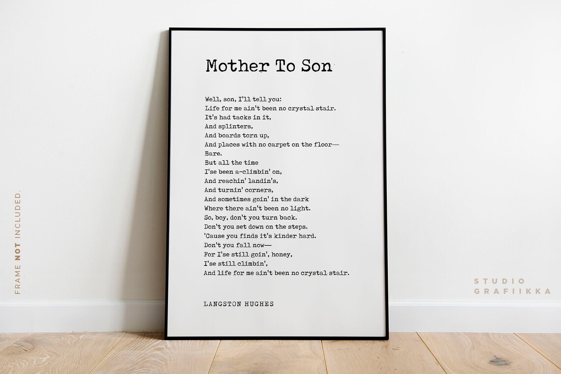 Langston Hughes Mother To Son Crystal Stair Poem Typewriter Poster - Image 2