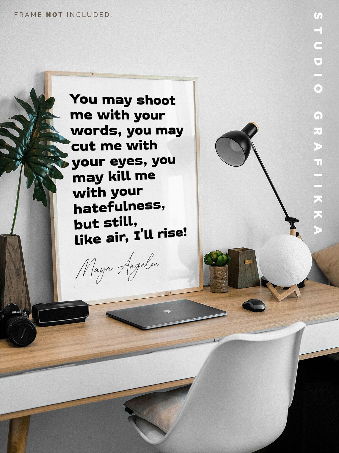 Maya Angelou Still I Rise Excerpt Bold Black Typography Poster - Image 2
