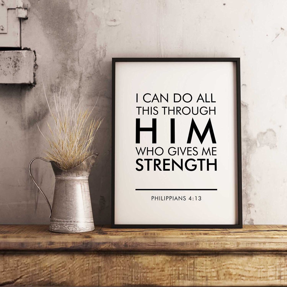 Philippians 413 Bible Verse Print Inspirational Poster Unframed Poster Modern Minimal Print Spiritual Scripture Christian Art - Image 2