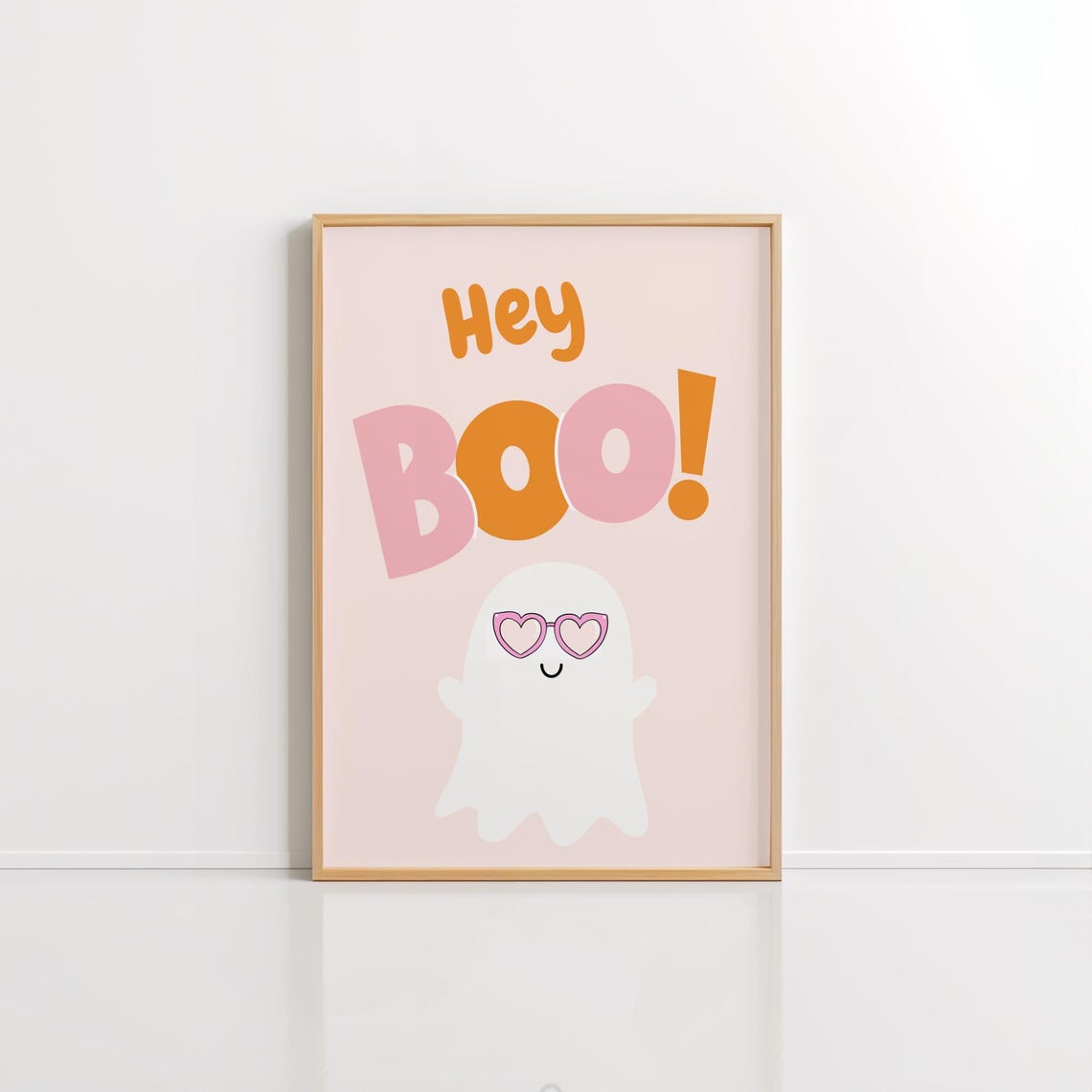 Hey Boo Cute Ghost Heart Sunglasses Halloween Poster for Kids Room