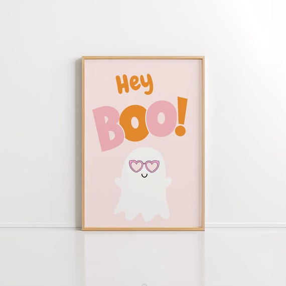 Cute Poster Trendy Halloween Wall Art Quote Retro Decor Spooky Print Pink Fun Dorm Room