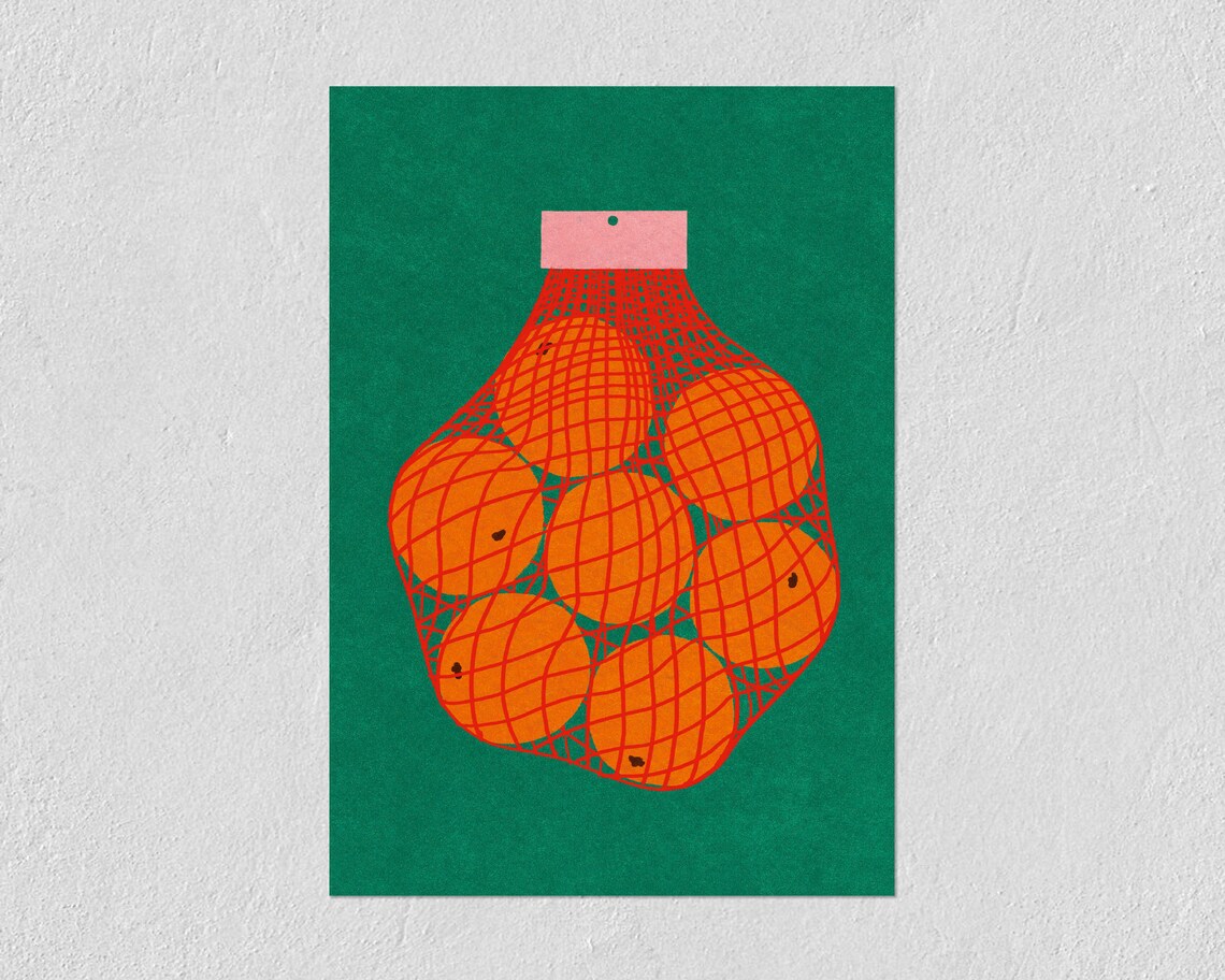 Oranges Colorful Fruit Drawing Art Print - Image 2