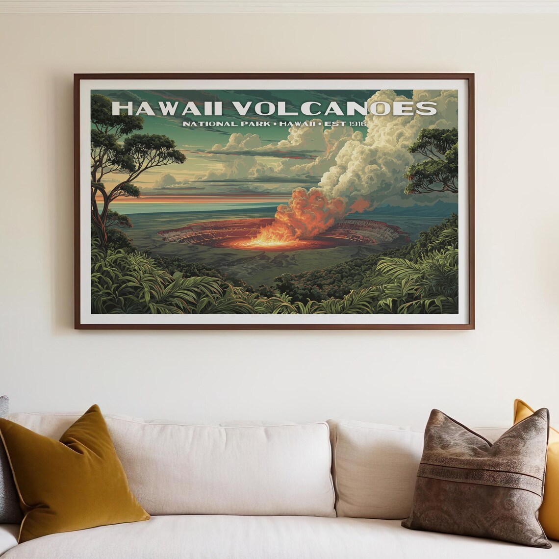 Hawaii Volcanoes National Park Vintage Travel Poster