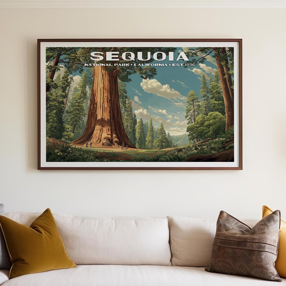Sequoia National Park California Giant Trees Vintage Travel Poster